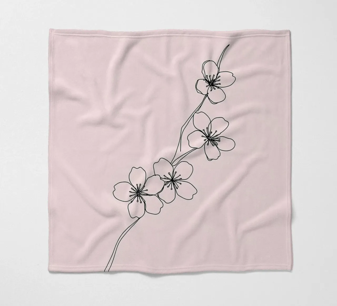 Fiori di ciliegio Line Art minimalista coperta in pile da Viv Line Art