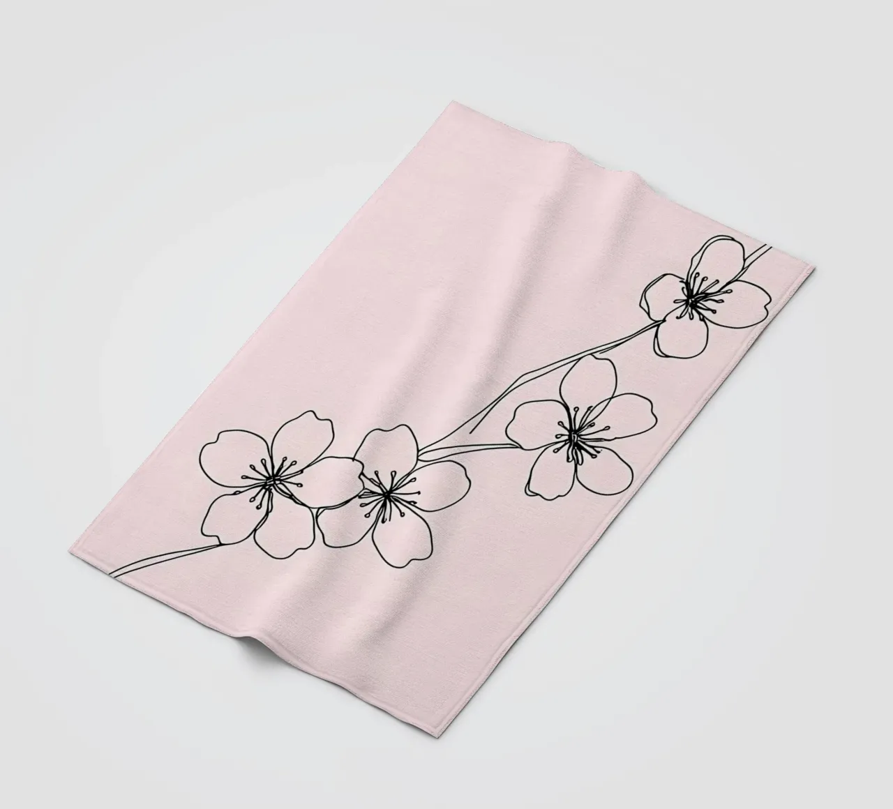 Fiori di ciliegio Line Art minimalista coperta in pile da Viv Line Art