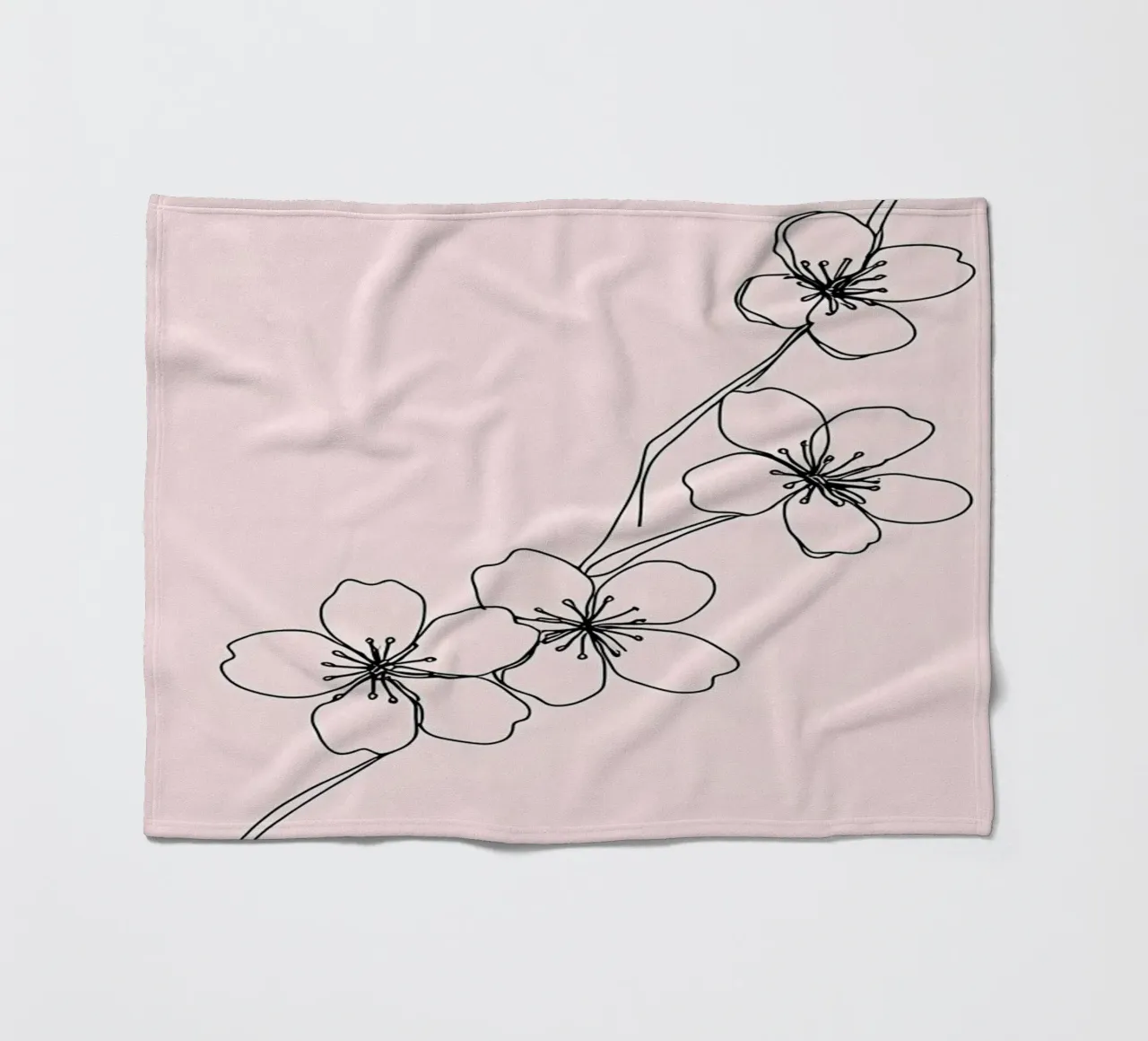 Fiori di ciliegio Line Art minimalista coperta in pile da Viv Line Art