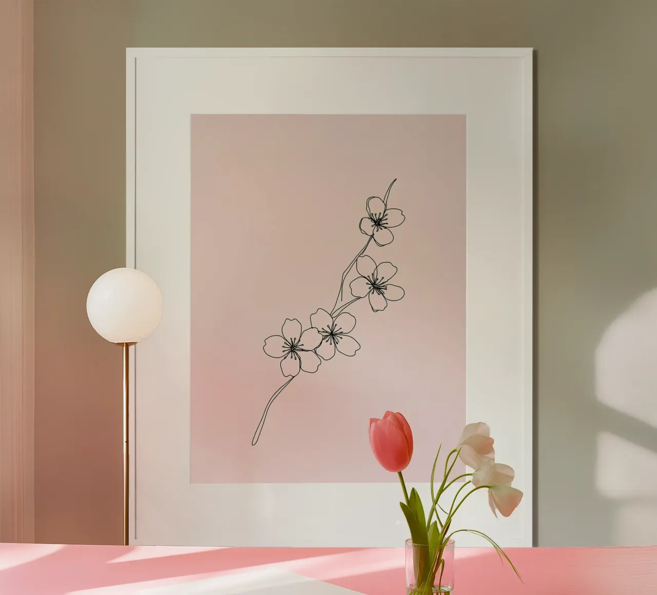 Fiori di ciliegio Line Art minimalista poster da Viv Line Art
