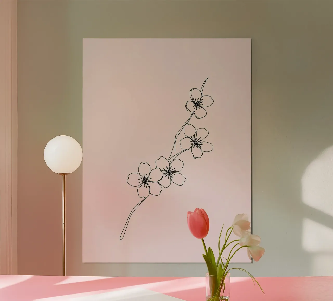 Fiori di ciliegio Line Art minimalista poster da Viv Line Art