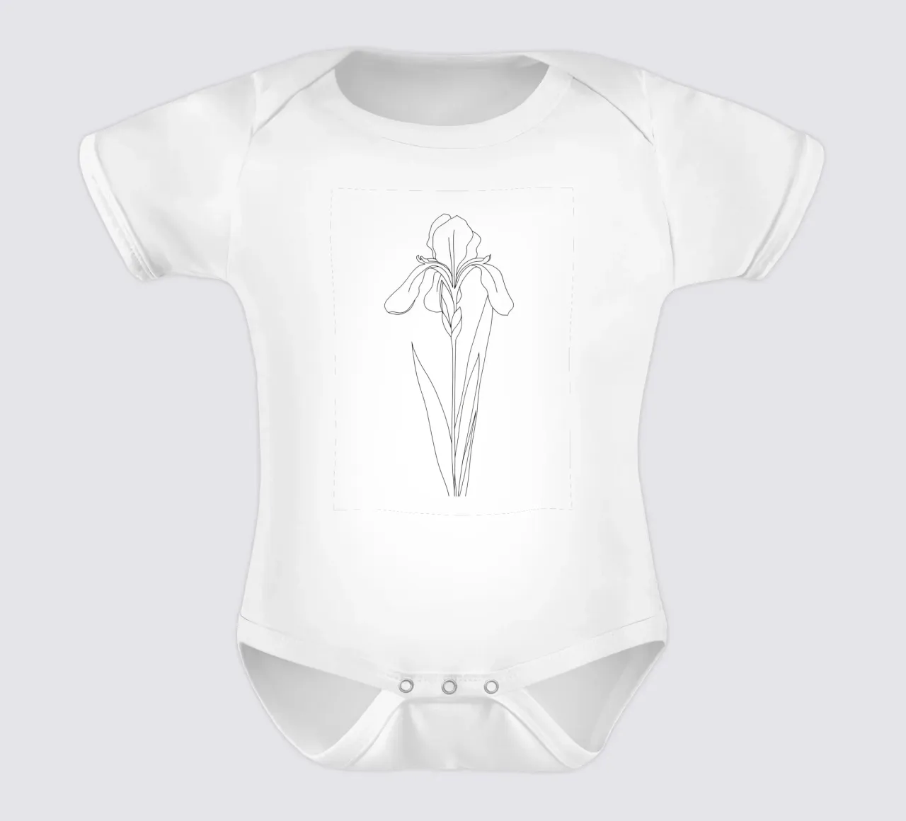 Iris Flower Minimalist Line Art short-sleeve baby romper by Viv Line Art