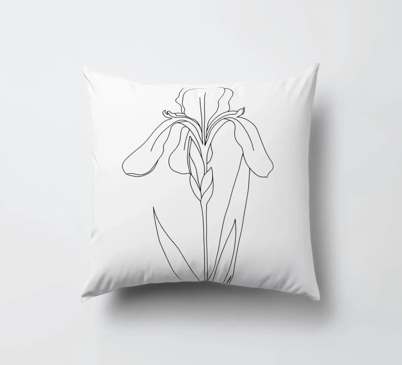 Line art minimalista del fiore di iris cuscino da Viv Line Art