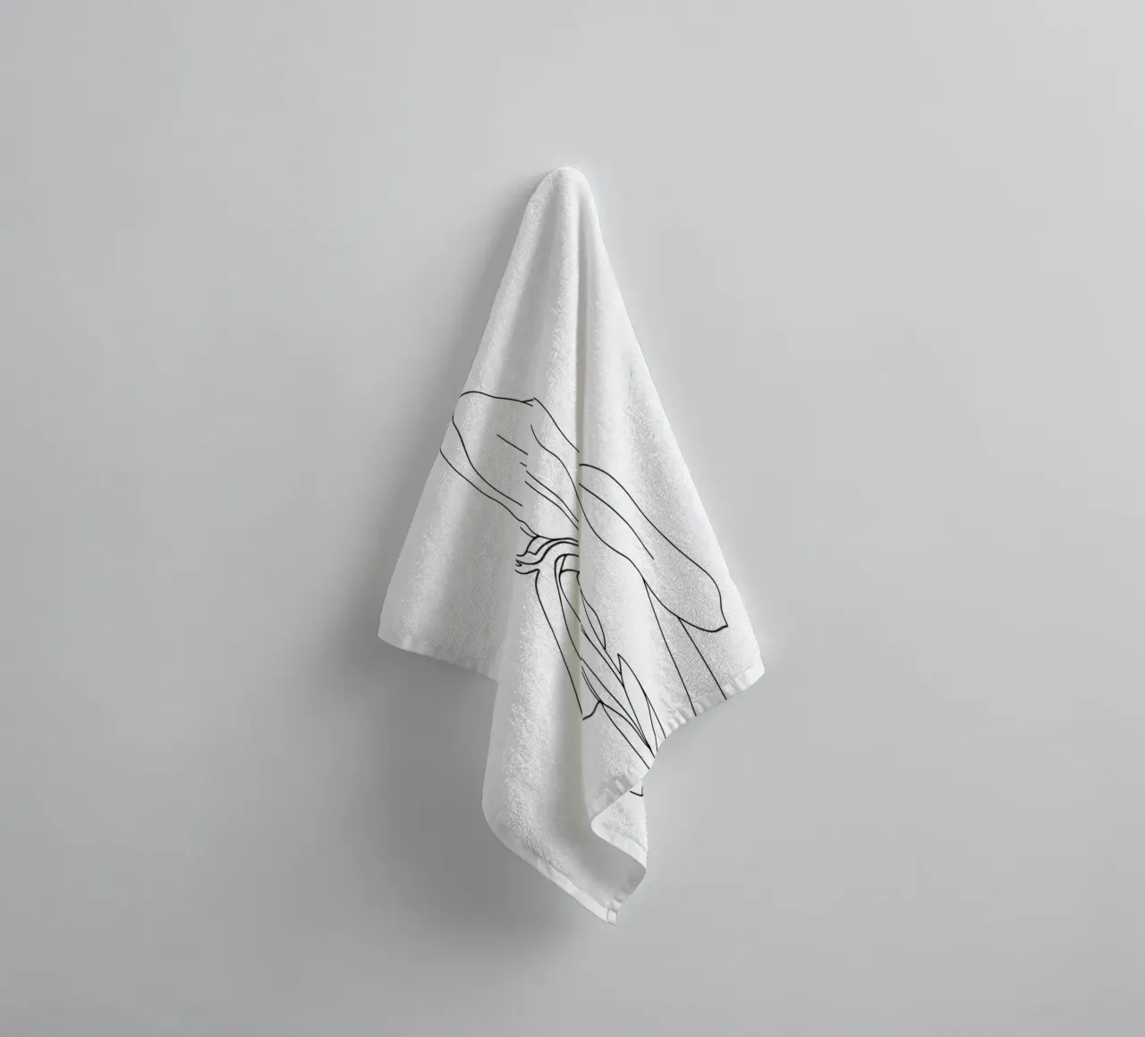 Line art minimalista del fiore di iris asciugamano da bagno da Viv Line Art