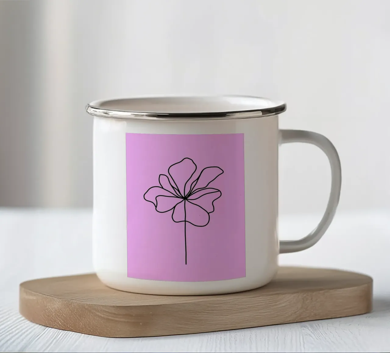 Line art minimalista floreale tazza in smalto da Viv Line Art