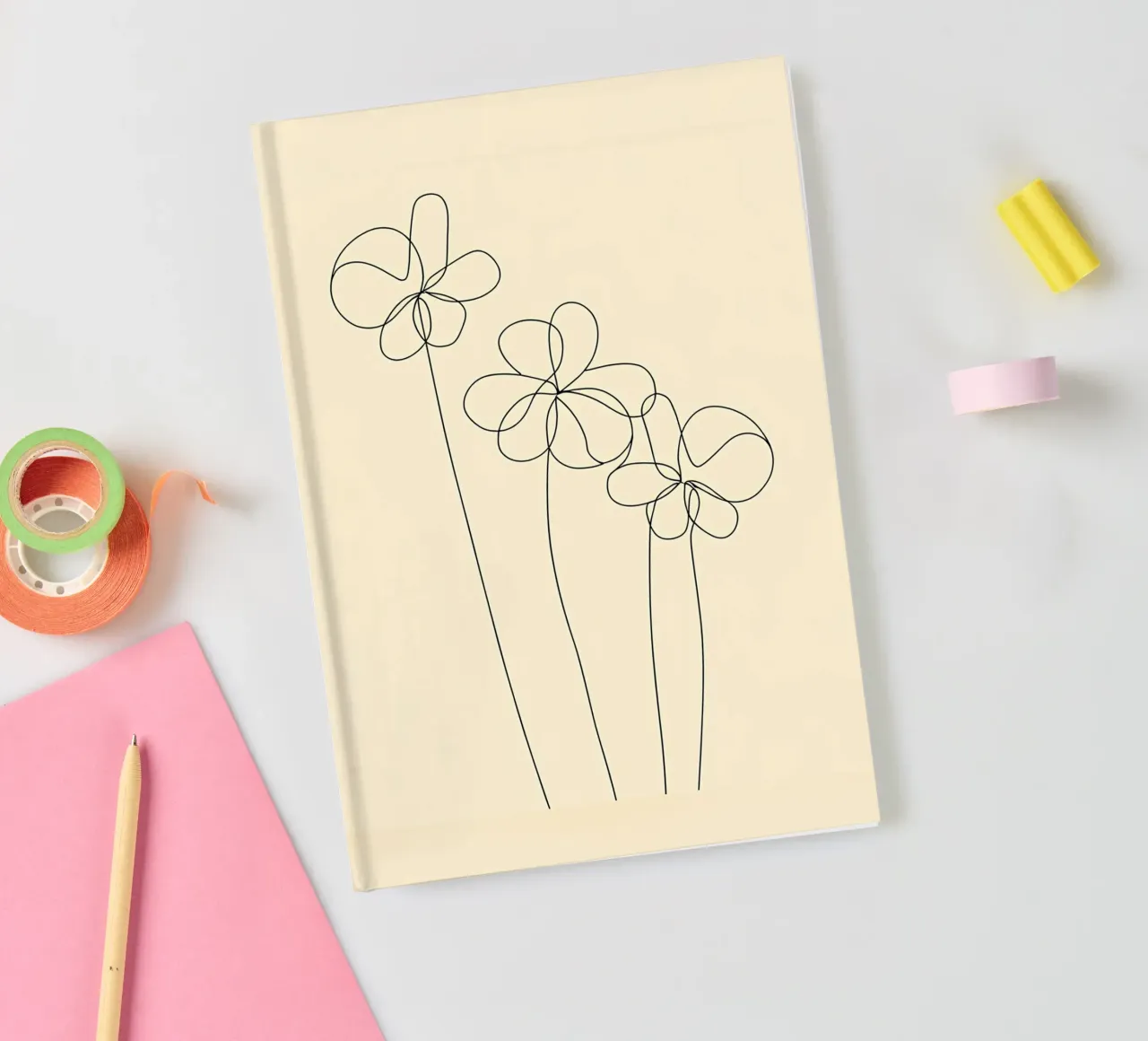 Flowers Minimalist Line Art notebook by Viv Line Art