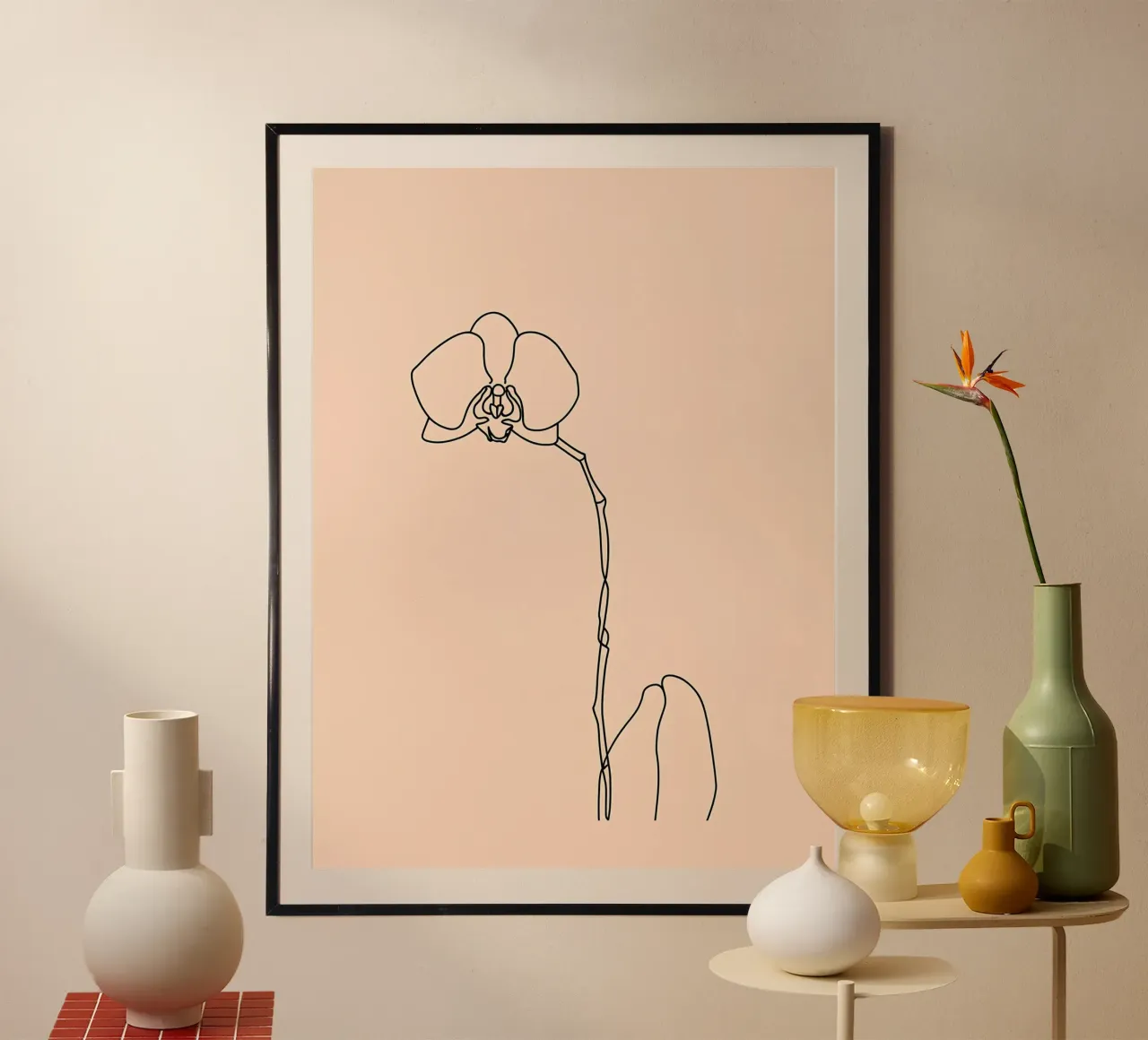 Line art minimalista del fiore di orchidea poster da Viv Line Art