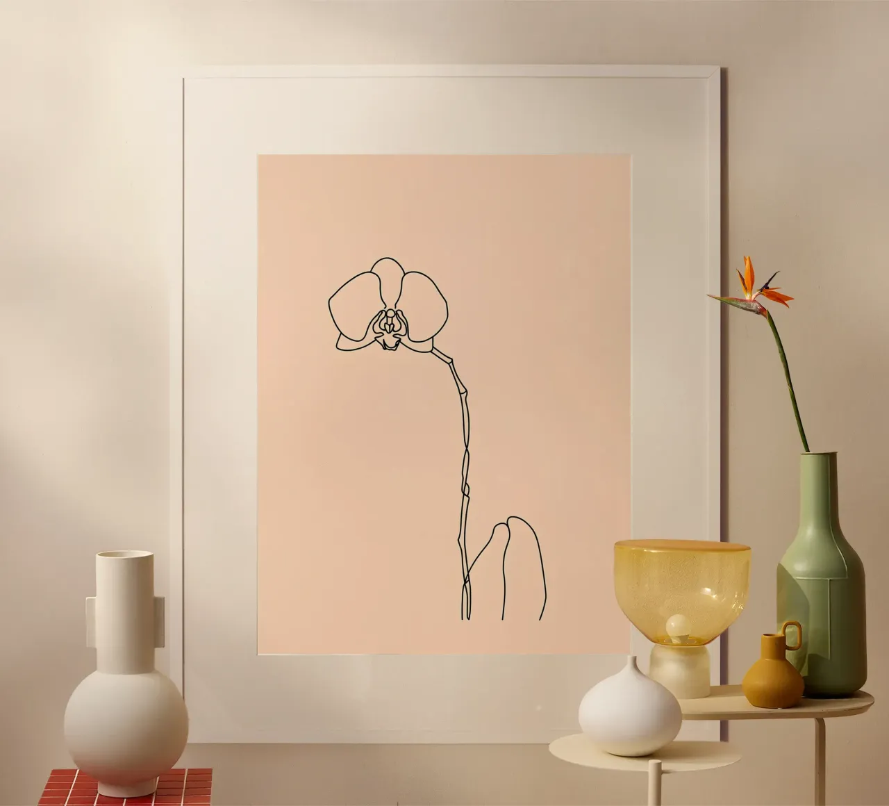 Line art minimalista del fiore di orchidea poster da Viv Line Art