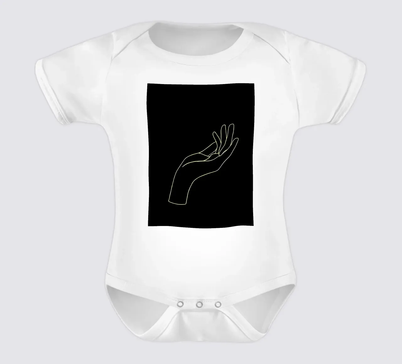 Hand Gesture Minimalist Line Art short-sleeve baby romper by Viv Line Art