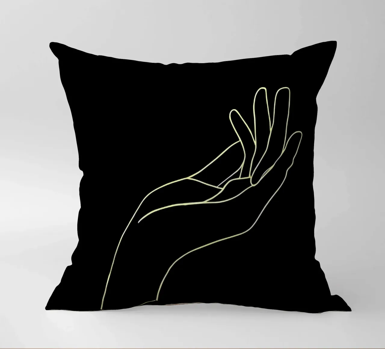 Hand Gesture Minimalist Line Art decorative cushion by Viv Line Art
