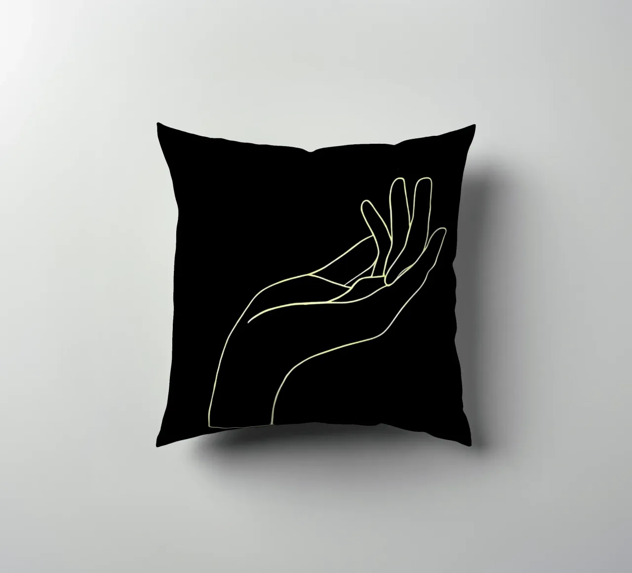 Hand Gesture Minimalist Line Art decorative cushion by Viv Line Art
