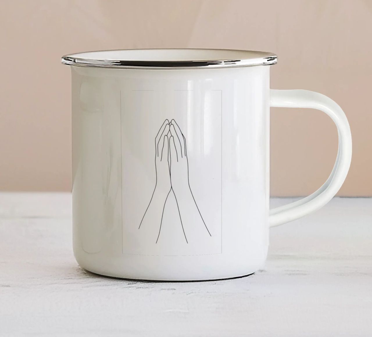 Gesto della mano Line Art minimalista tazza in smalto da Viv Line Art