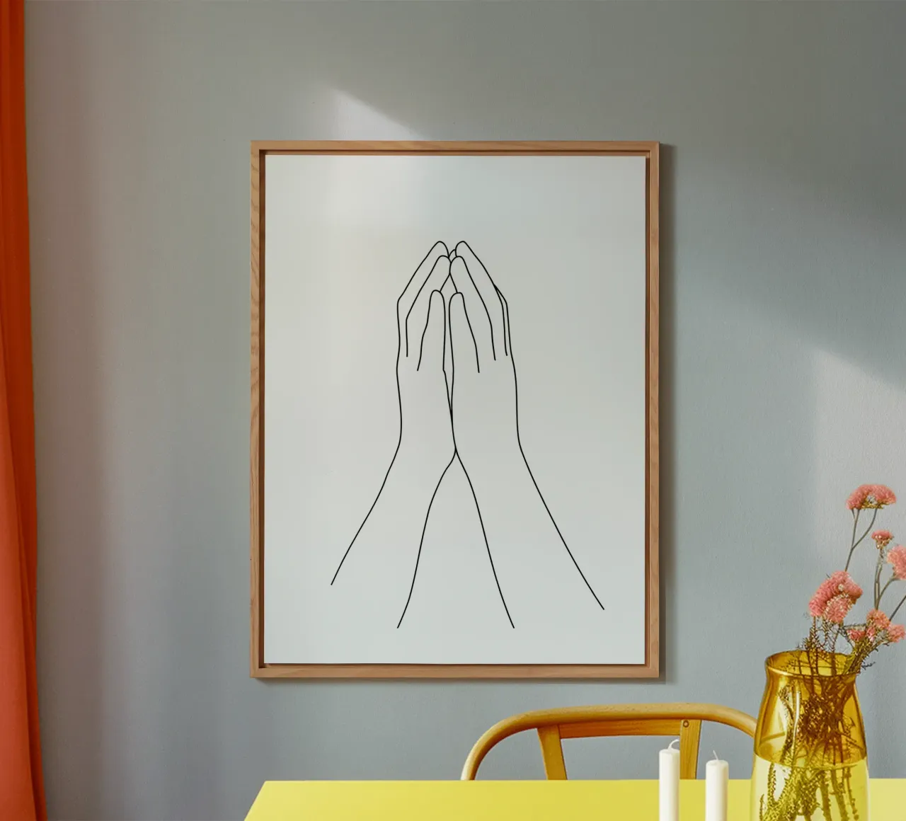 Hand Gesture Minimalist Line Art alu-dibond by Viv Line Art