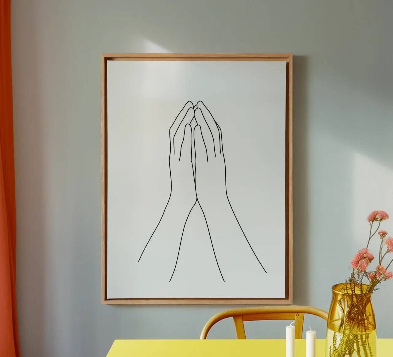 Hand Gesture Minimalist Line Art canvas by Viv Line Art
