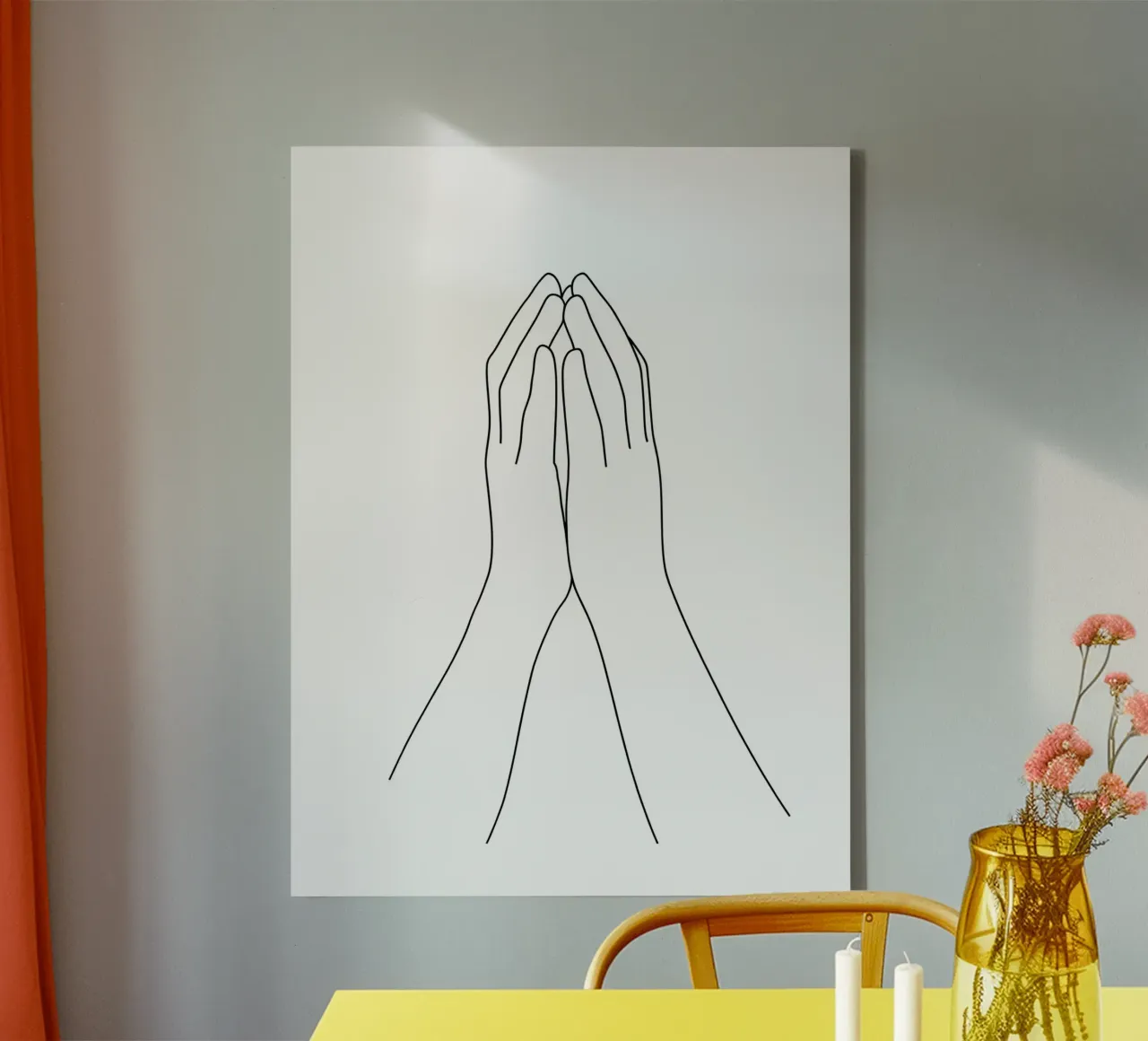 Hand Gesture Minimalist Line Art canvas by Viv Line Art