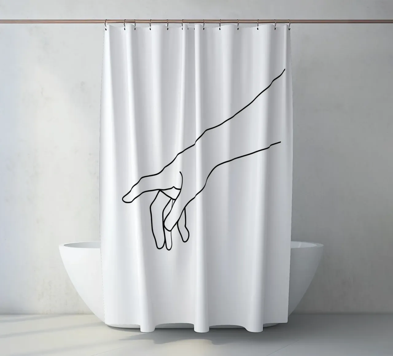 Hands Together 1 Minimalist Line Art shower curtain by Viv Line Art