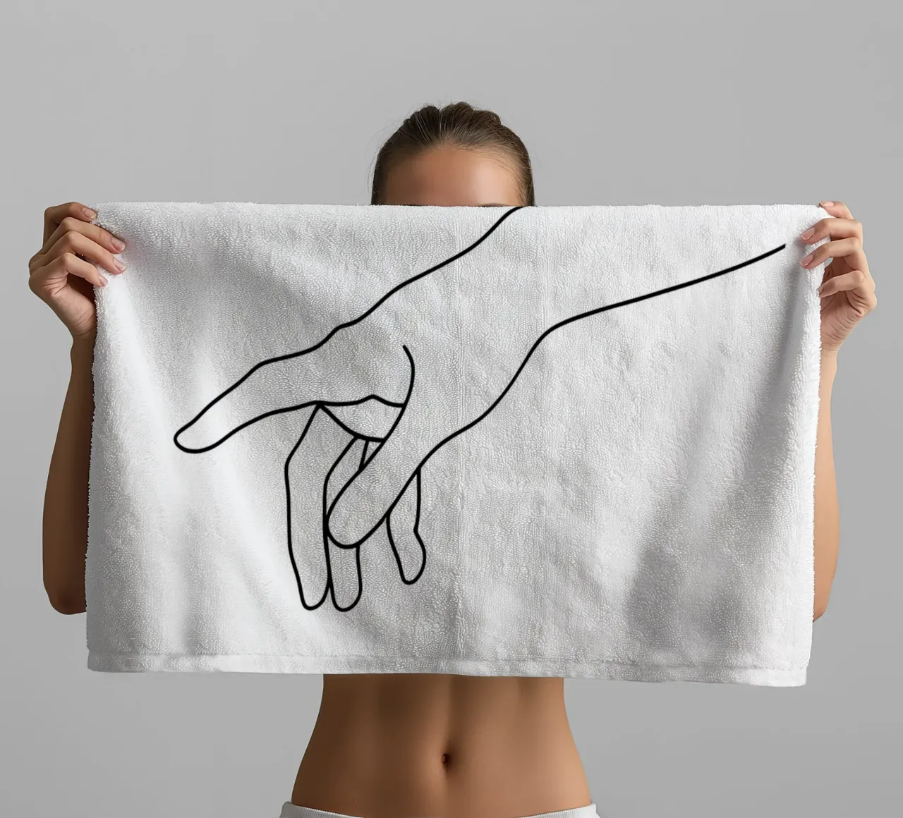 Manos juntas 1 Minimalista Line Art toalla de baño de Viv Line Art