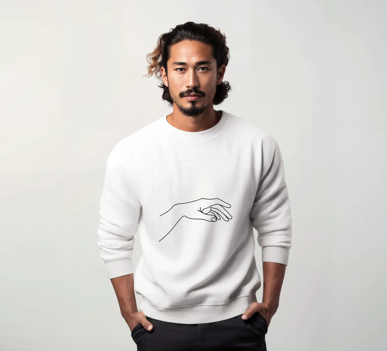 Hands Together 2 Minimalist Line Art sudadera de Viv Line Art
