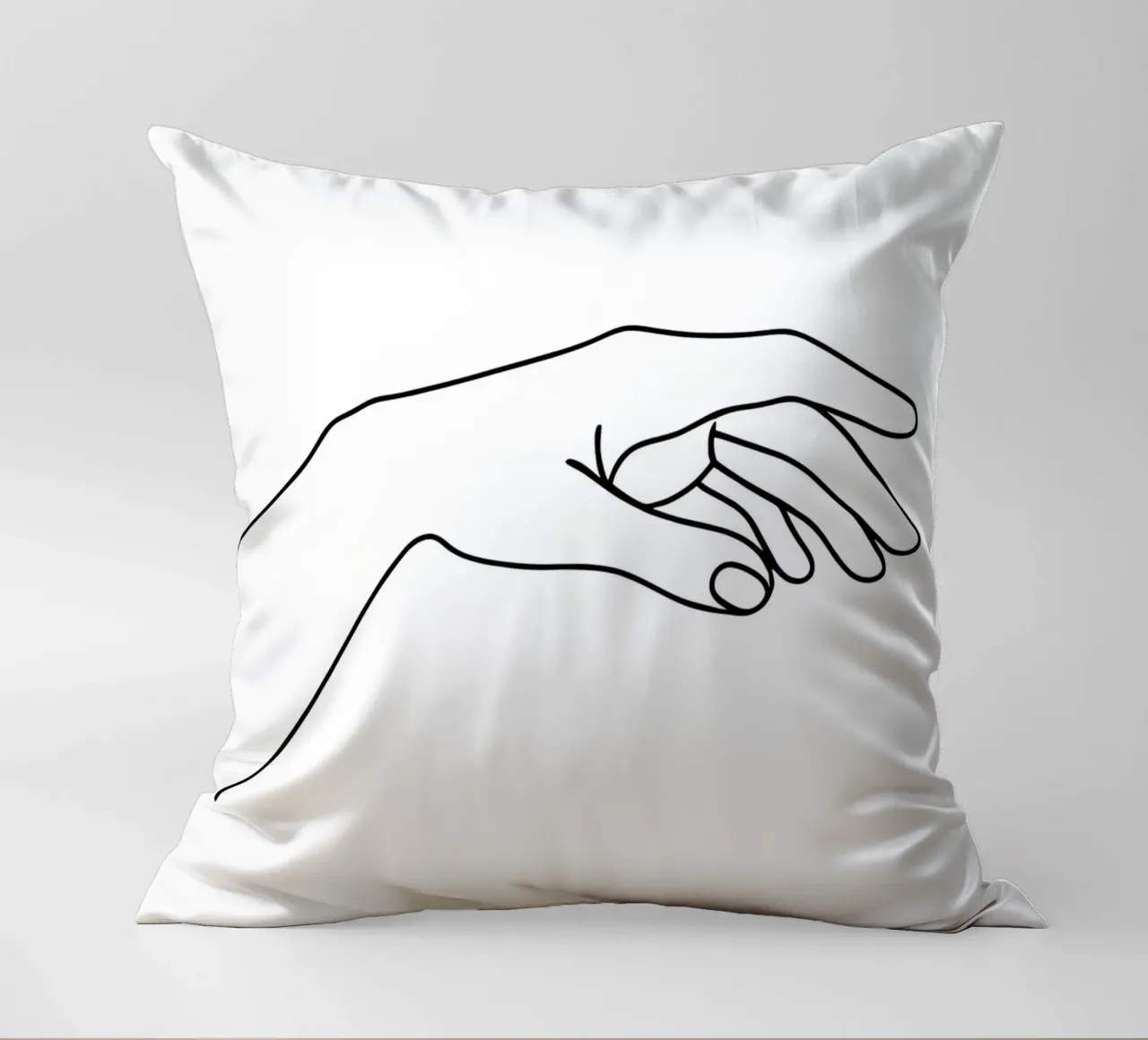 Hands Together 2 Minimalist Line Art decorative cushion by Viv Line Art