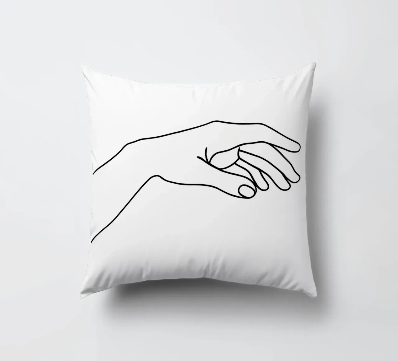 Hands Together 2 Minimalist Line Art decorative cushion by Viv Line Art