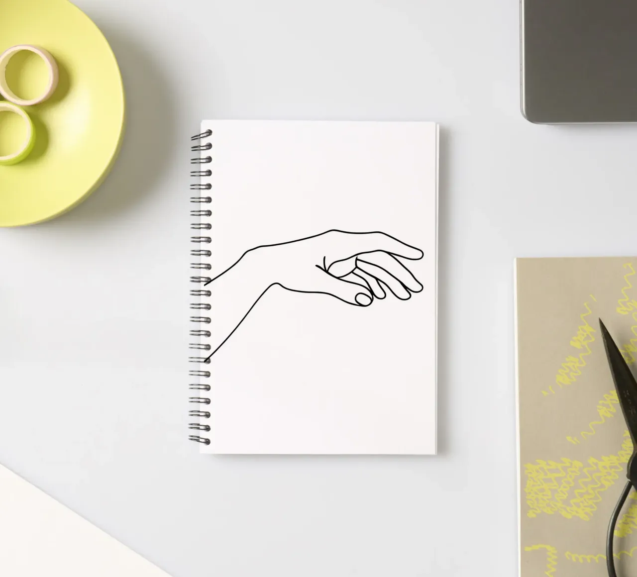 Hands Together 2 Minimalist Line Art spiral notebook by Viv Line Art