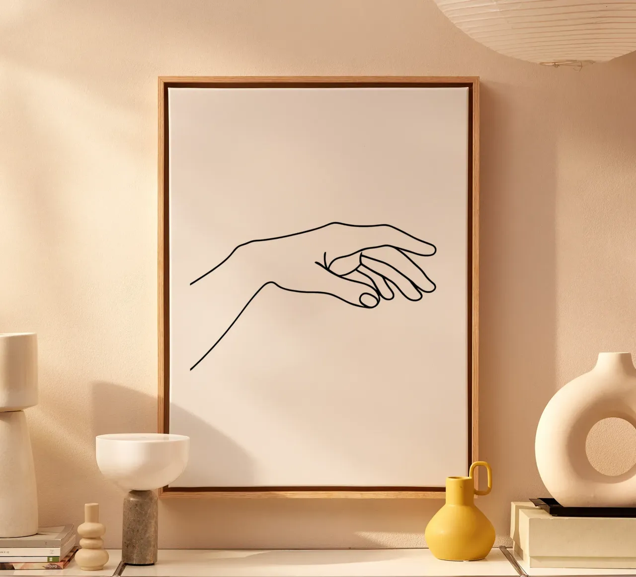 Hands Together 2 Minimalist Line Art canvas by Viv Line Art