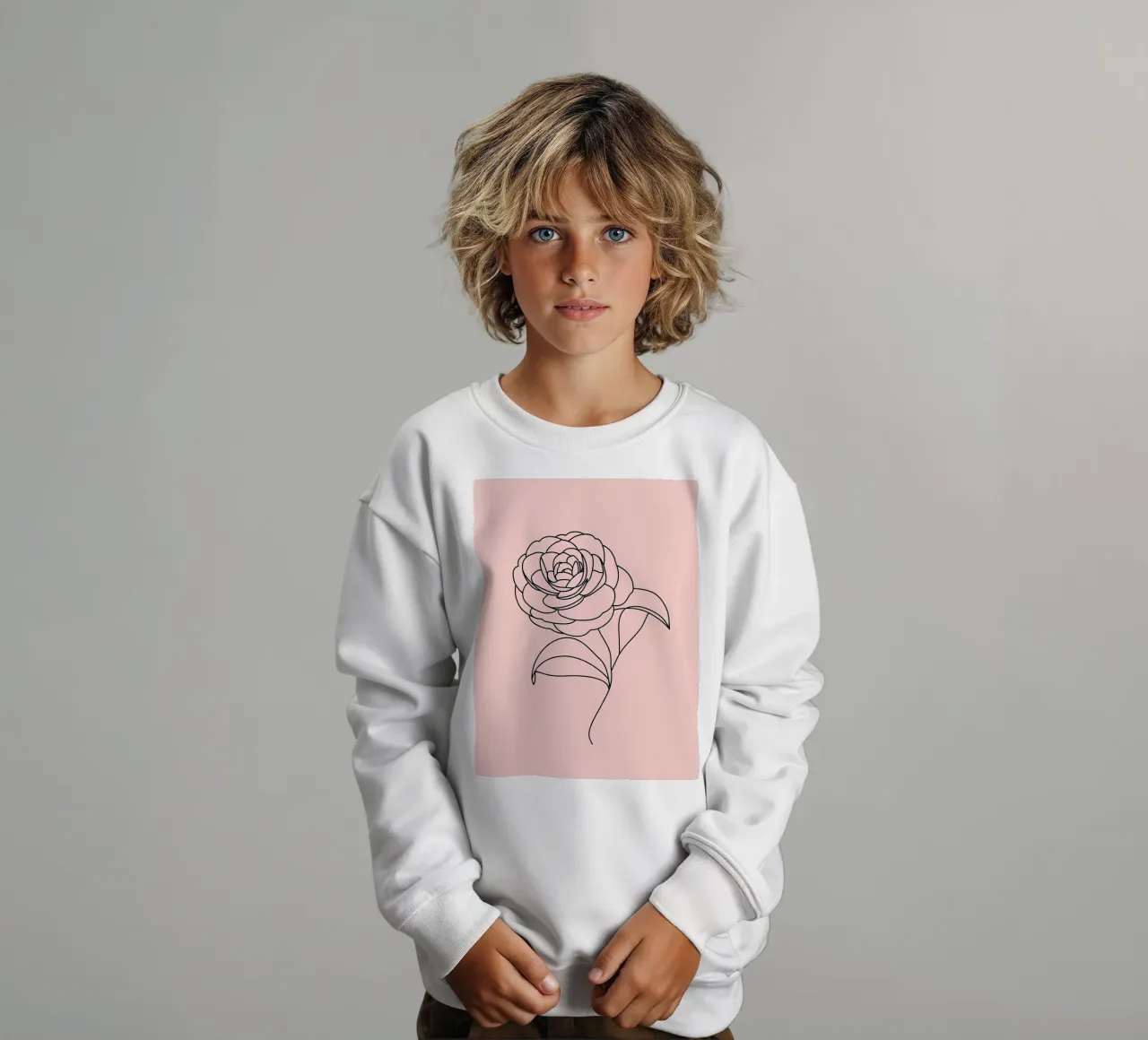 Line art minimalista floreale felpa bambino da Viv Line Art