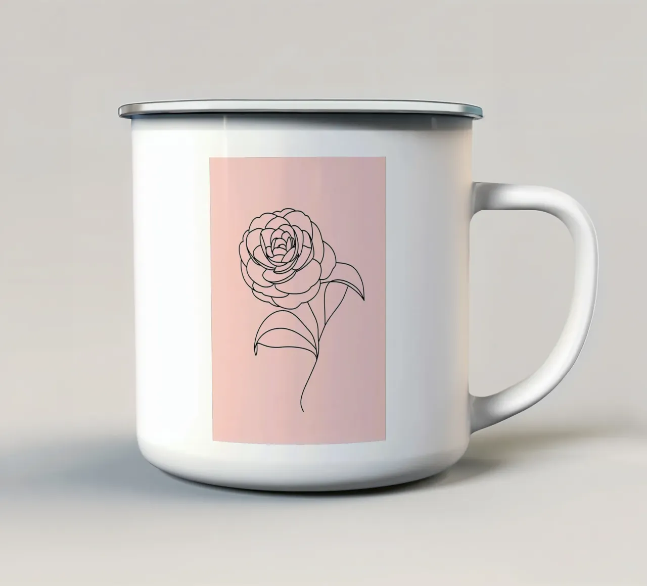 Line art minimalista floreale tazza in smalto da Viv Line Art