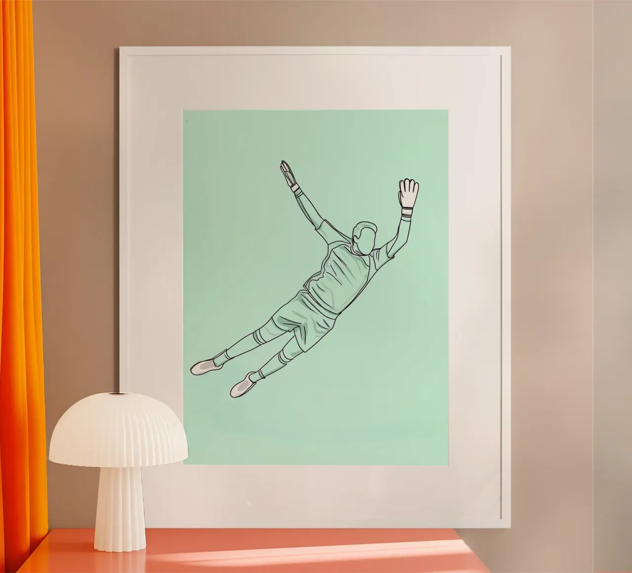 Gardien de but de football Dessin au trait minimaliste poster de Viv Line Art