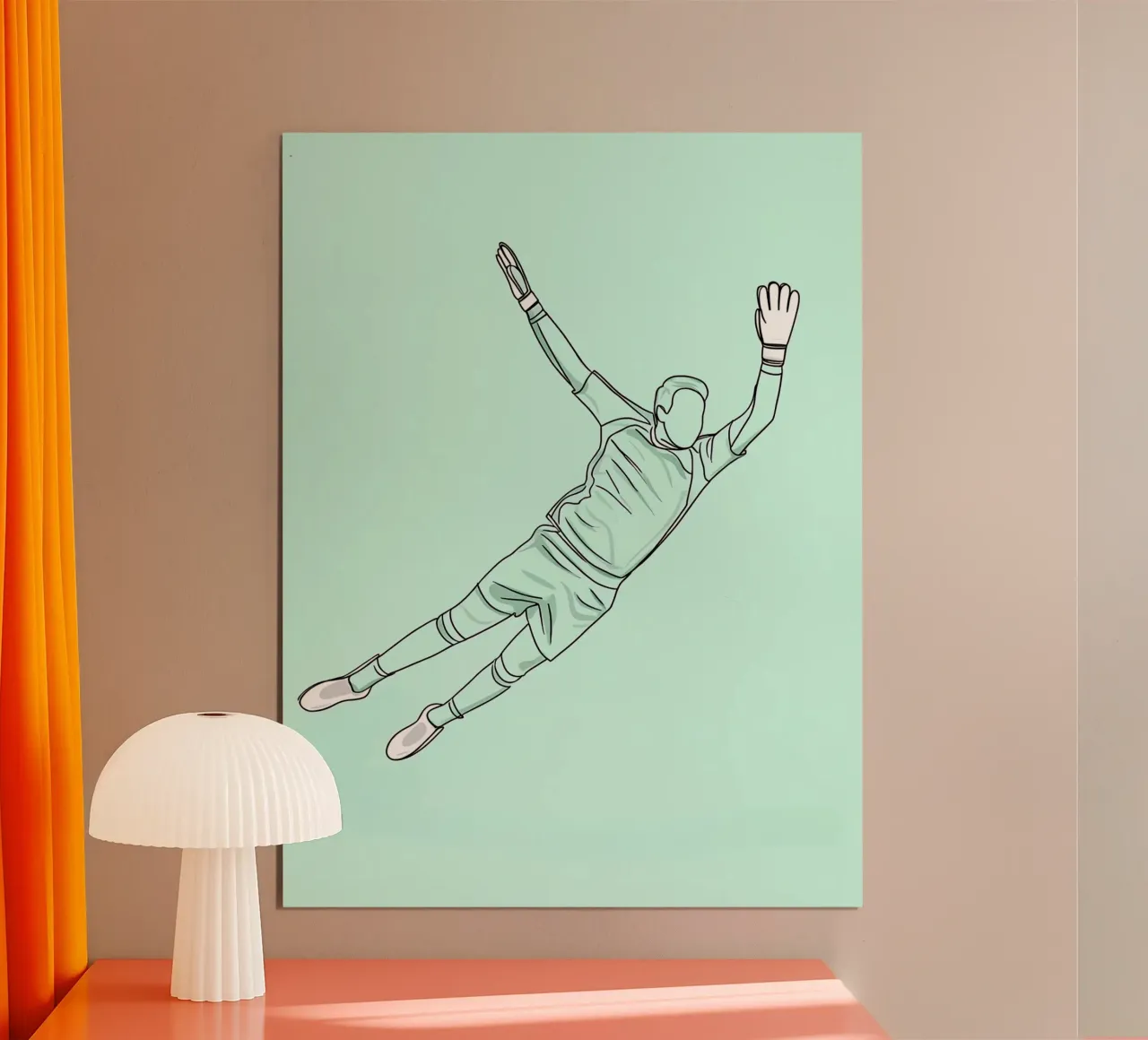 Gardien de but de football Dessin au trait minimaliste poster de Viv Line Art