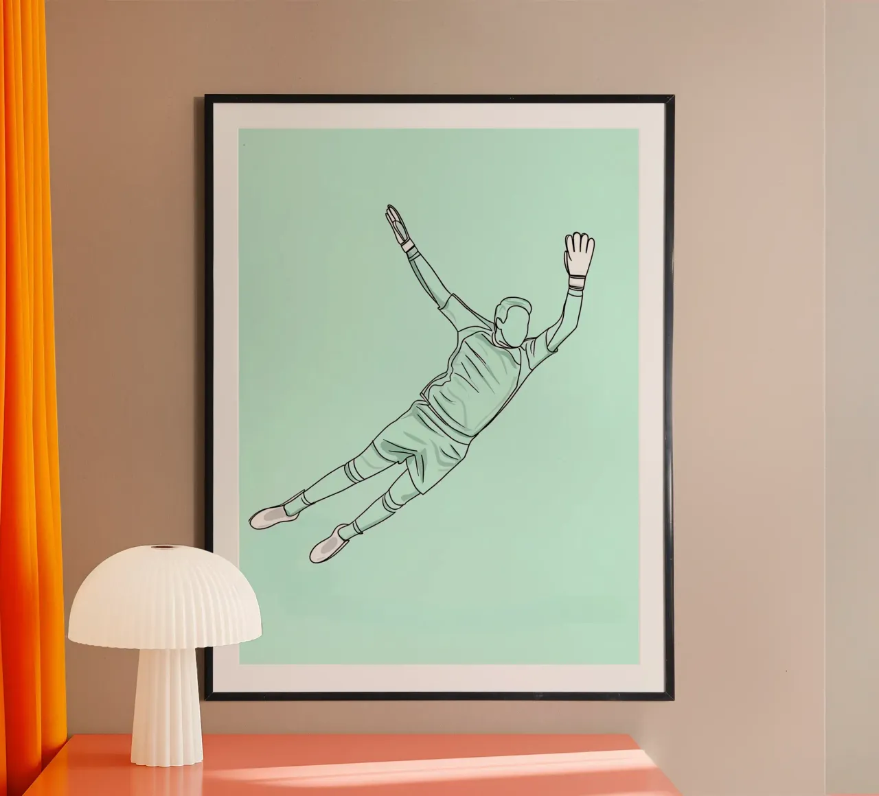 Gardien de but de football Dessin au trait minimaliste poster de Viv Line Art