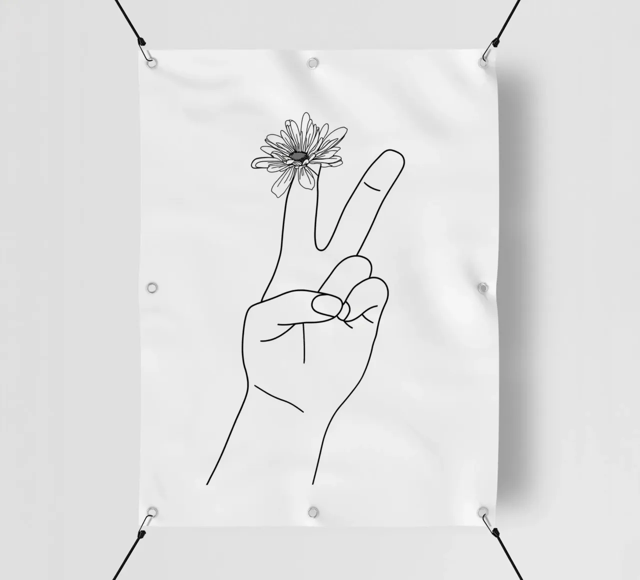 Vittoria con fiore Line Art minimalista telo in pvc da Viv Line Art