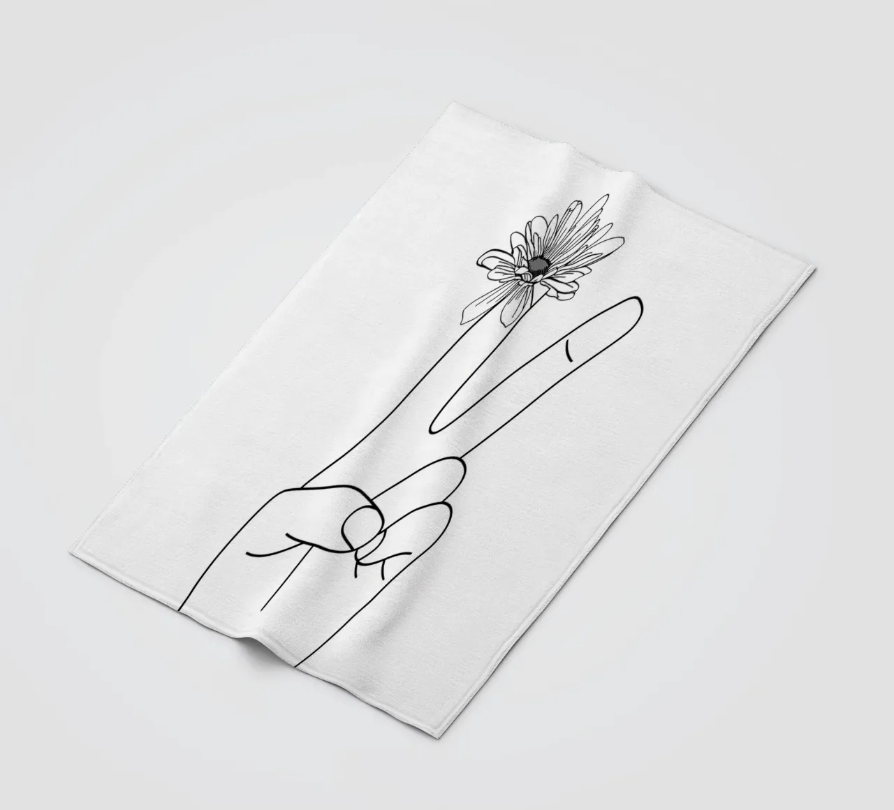 Vittoria con fiore Line Art minimalista coperta in pile da Viv Line Art