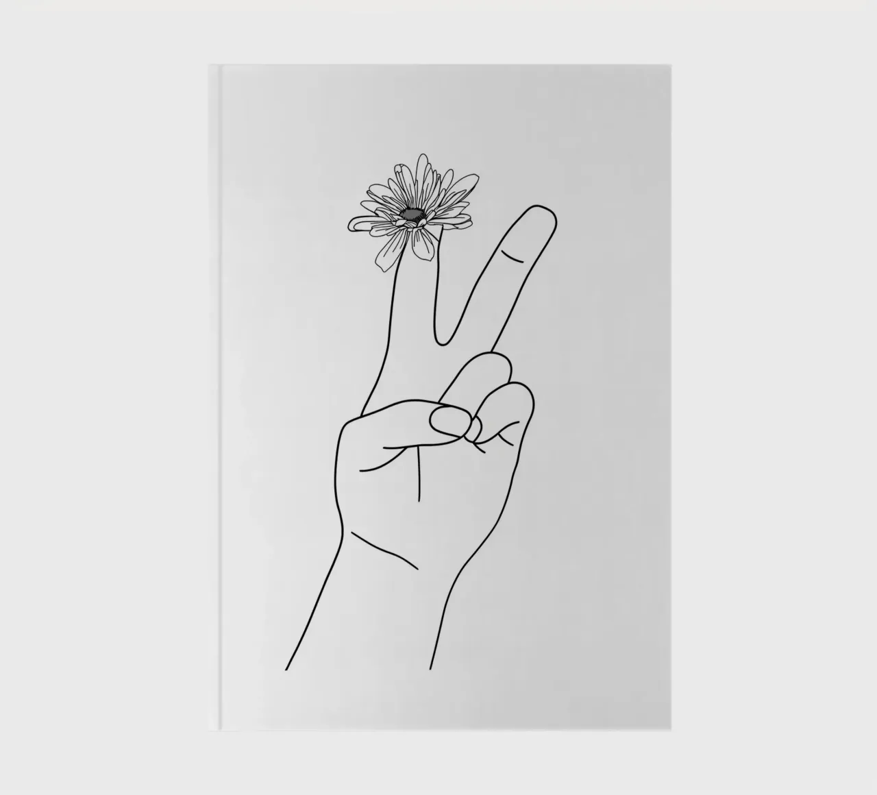 Victory With Flower Minimalist Line Art notebook by Viv Line Art
