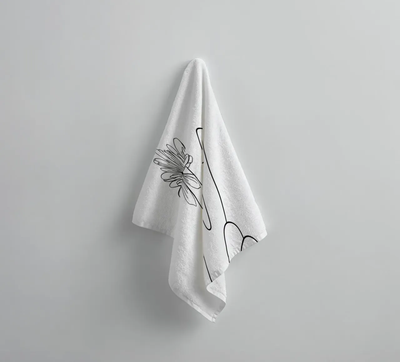 Vittoria con fiore Line Art minimalista asciugamano da bagno da Viv Line Art
