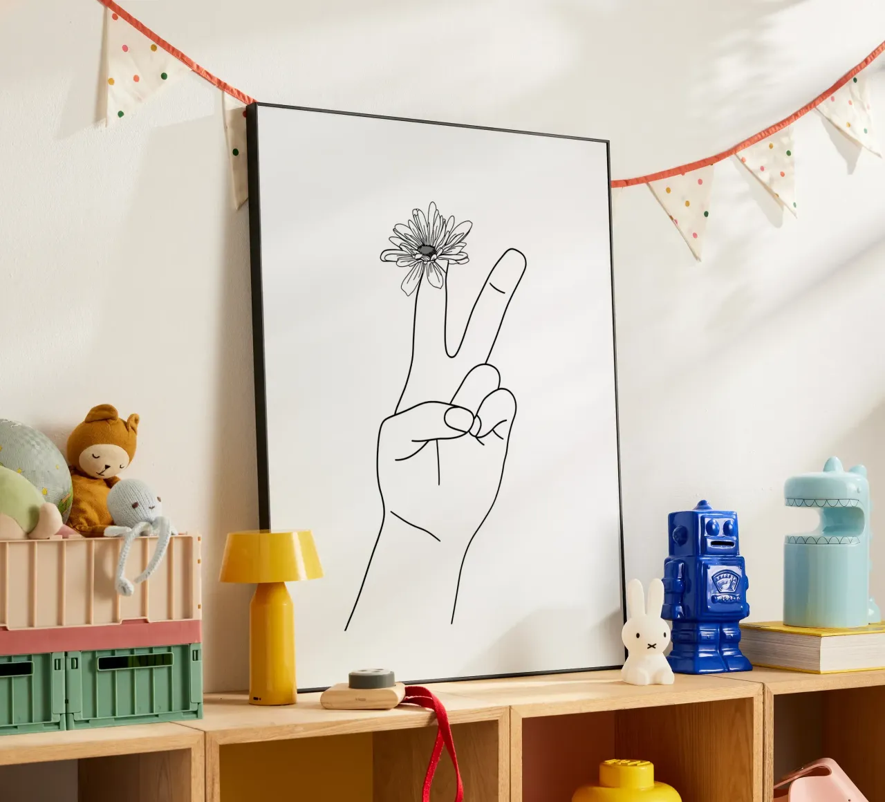 Vittoria con fiore Line Art minimalista alluminio dibond da Viv Line Art