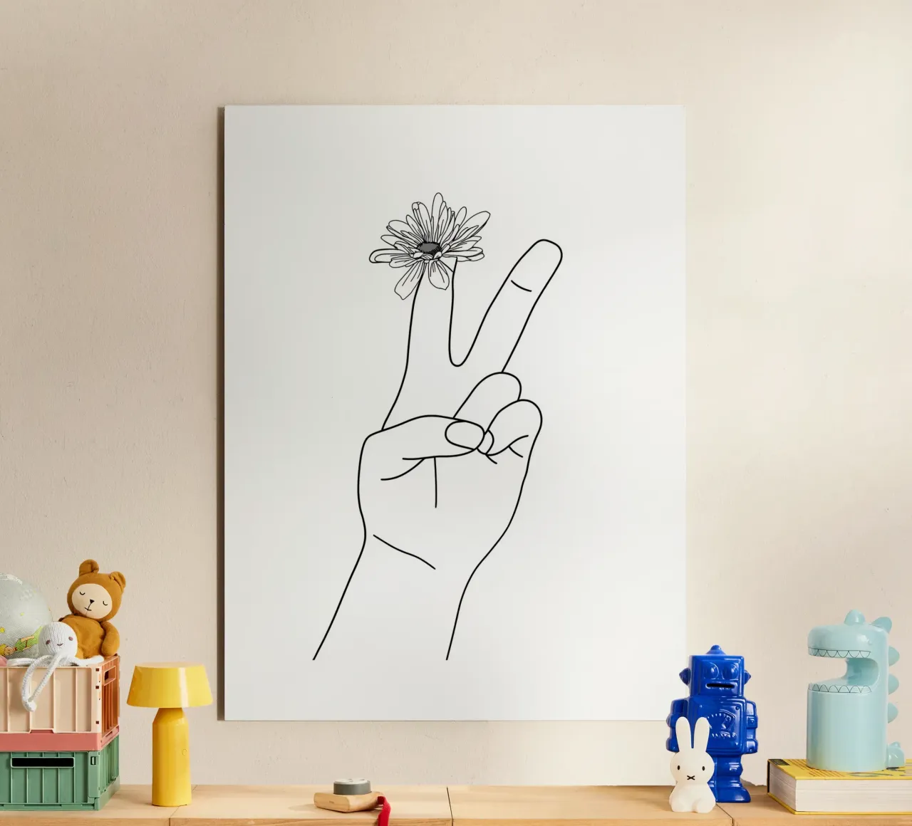 Vittoria con fiore Line Art minimalista alluminio dibond da Viv Line Art