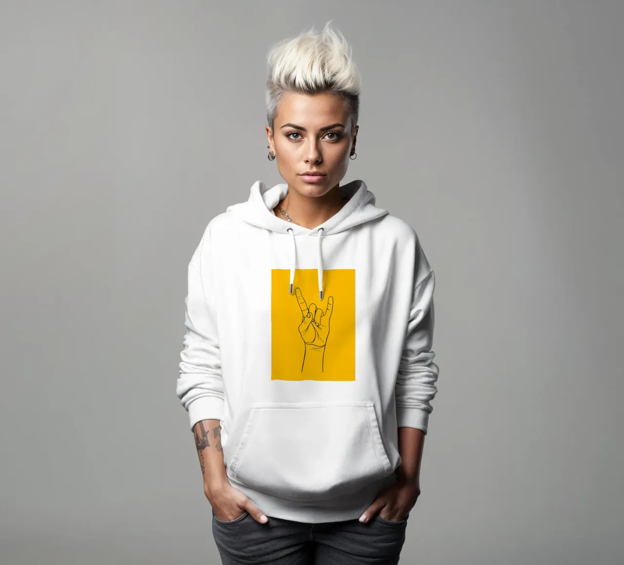 Rock-On Minimalist Line Art sudadera con capucha de Viv Line Art