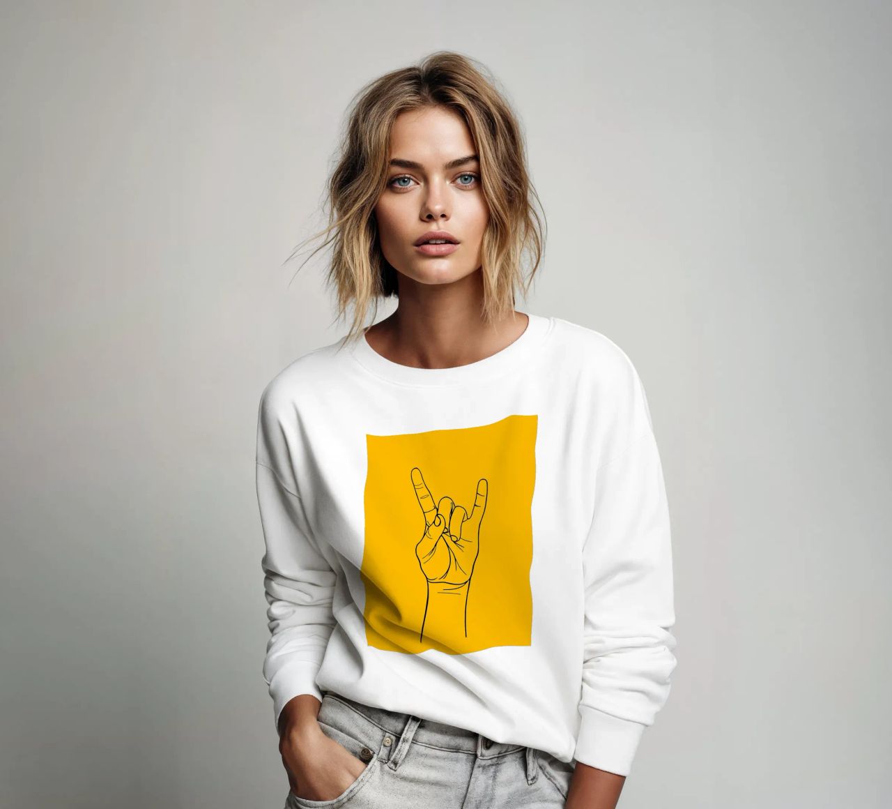 Rock-On Minimalist Line Art Sweatshirt von Viv Line Art