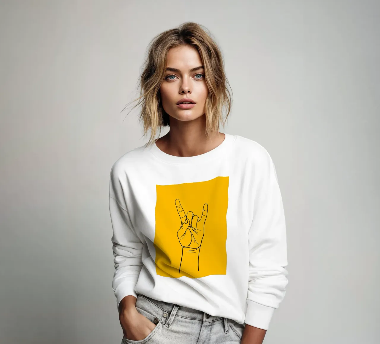 Rock-On Minimalist Line Art sweatshirt by Viv Line Art
