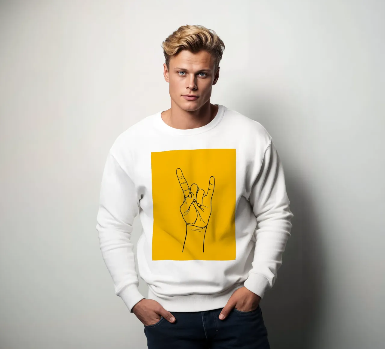 Rock-On Minimalist Line Art sweatshirt by Viv Line Art