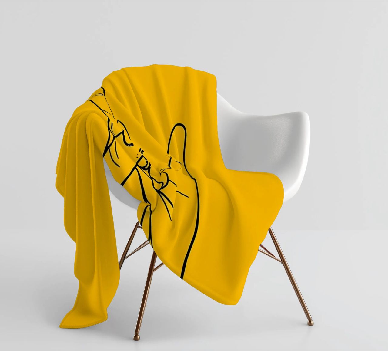 Rock-On Minimalist Line Art Fleecedecke von Viv Line Art