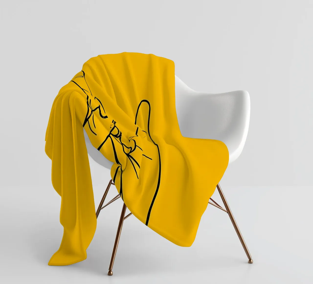 Rock-On Minimalist Line Art Fleecedecke von Viv Line Art