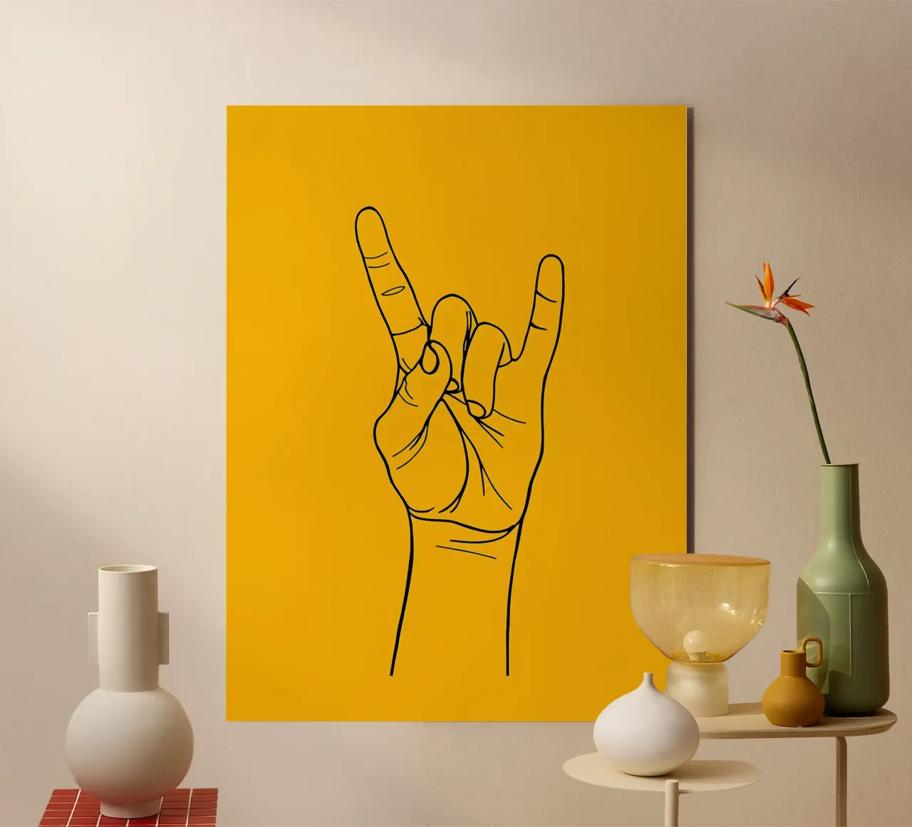 Arte lineare minimalista Rock-On alluminio dibond da Viv Line Art