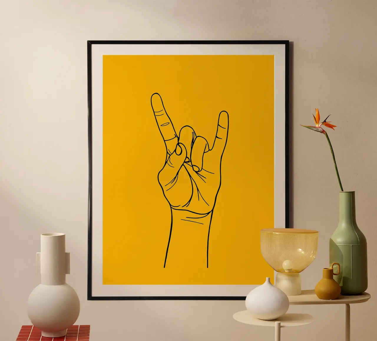 Rock-On Minimalistische Lijnkunst hahnemühle van Viv Line Art
