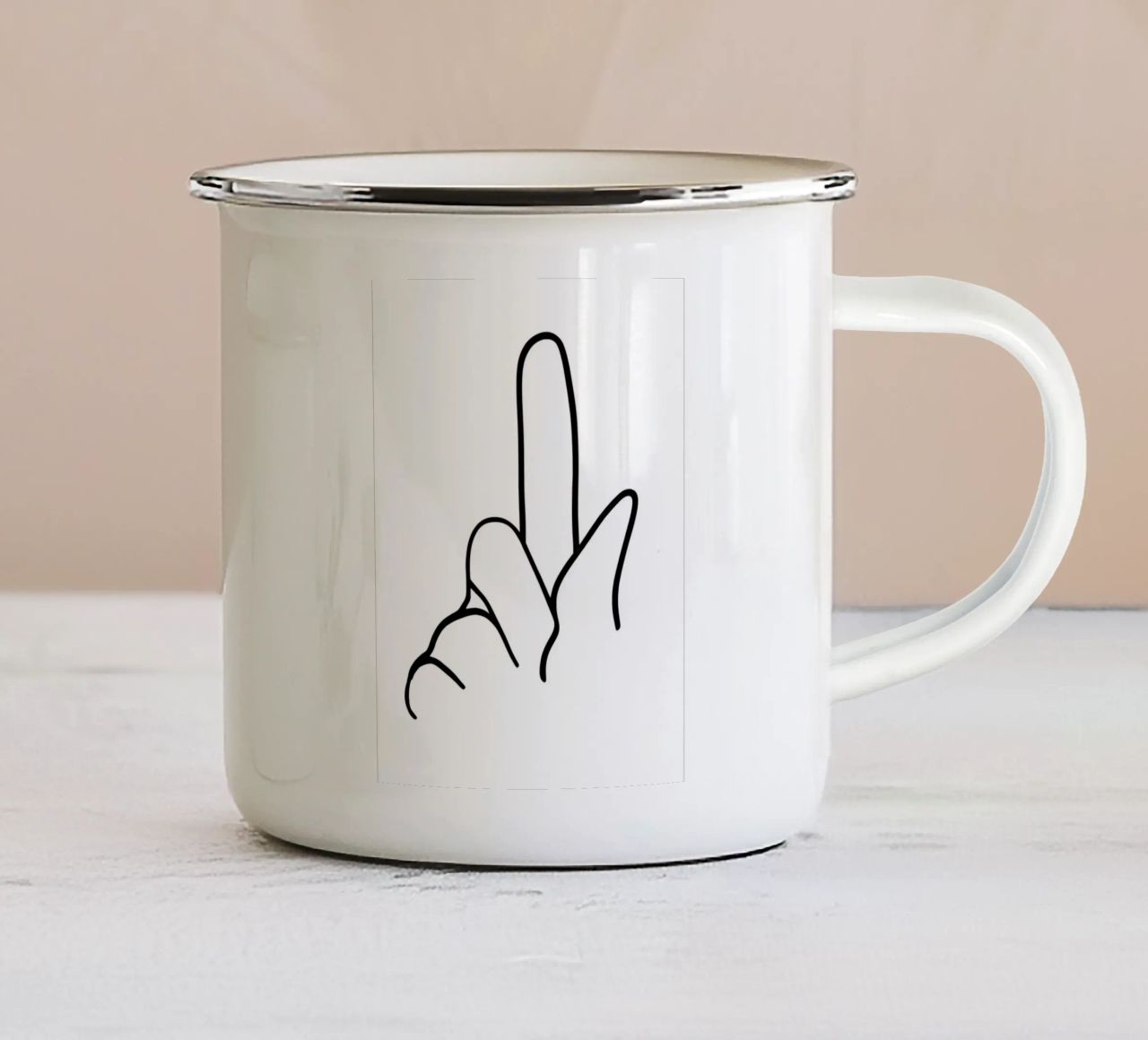 Gesto della mano Line Art minimalista tazza in smalto da Viv Line Art