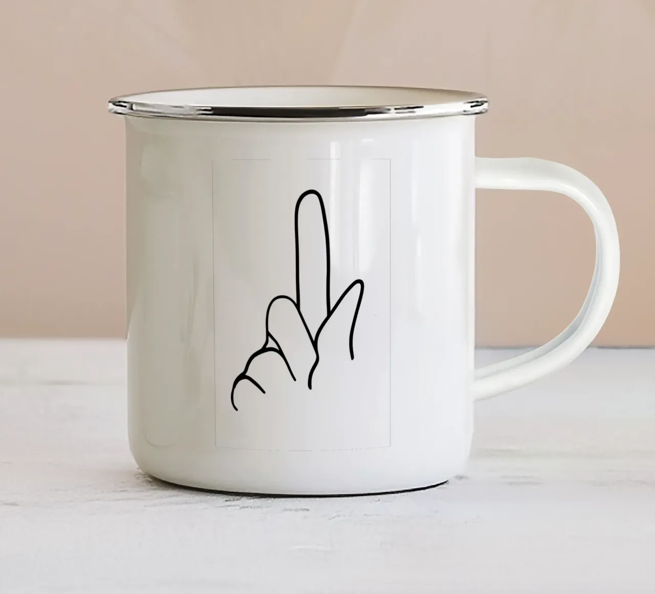 Gesto della mano Line Art minimalista tazza in smalto da Viv Line Art