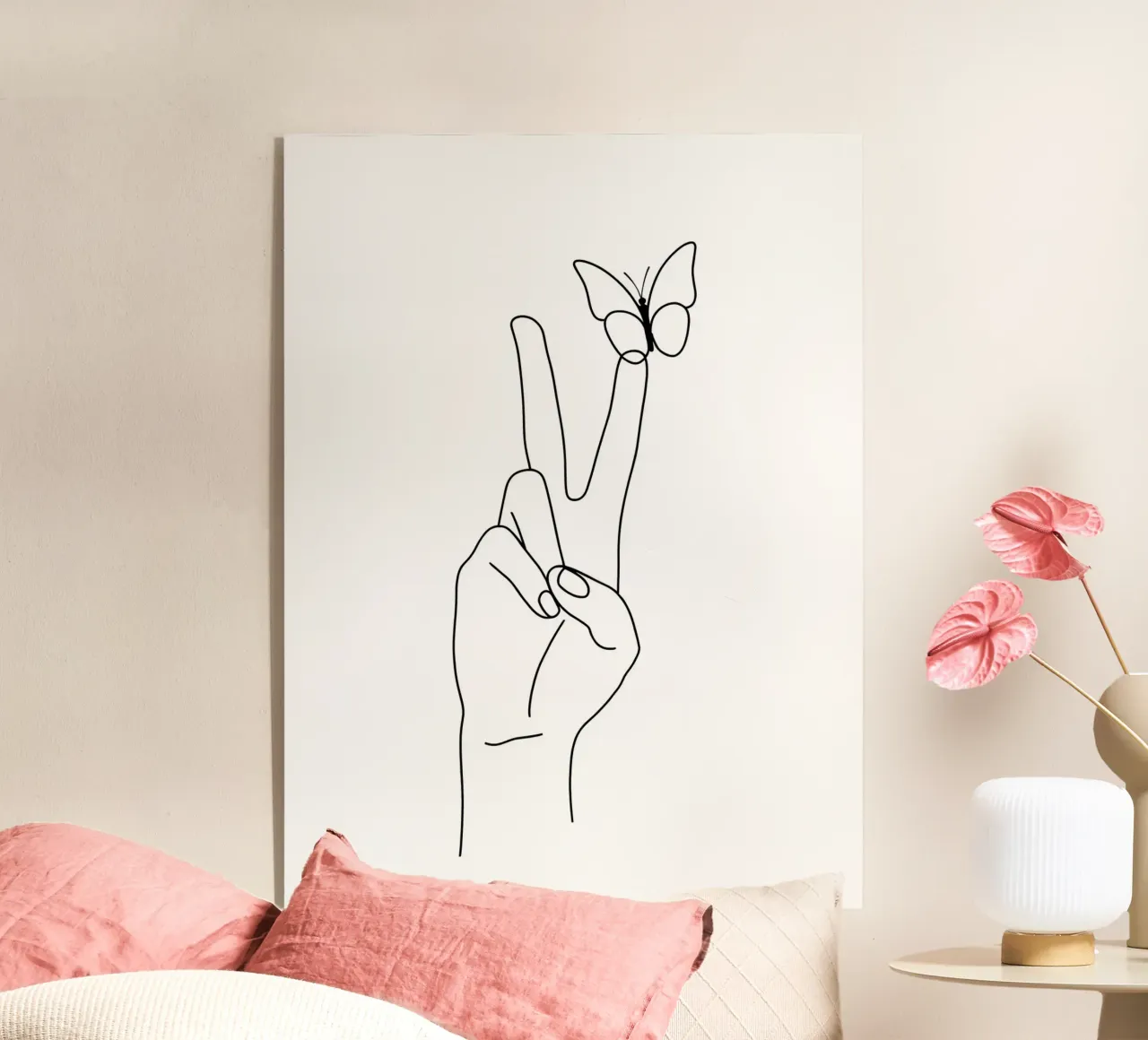 Vittoria con farfalla Line Art minimalista plexiglass da Viv Line Art
