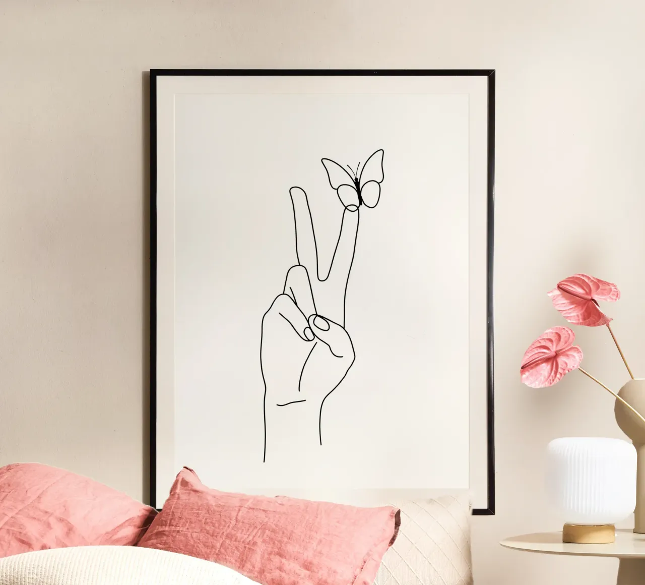 Vittoria con farfalla Line Art minimalista carta hahnemühle da Viv Line Art