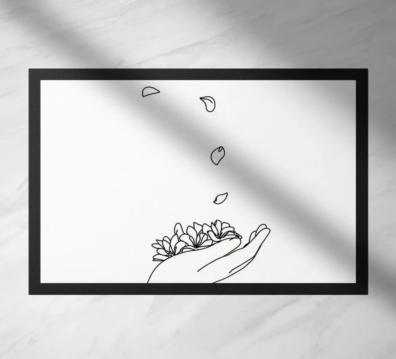 Petali di fiori in mano Line Art minimalista zerbino da Viv Line Art